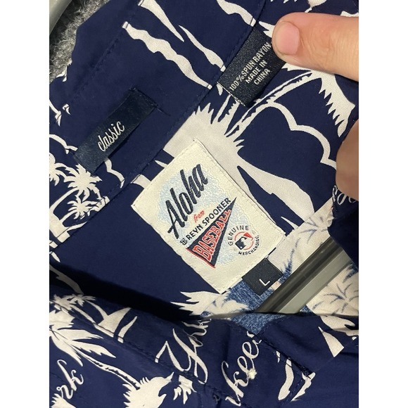 Reyn Spooner Aloha New York Yankees Hawaiian Shirt L Blue Official Licensed MLB - Picture 9 of 10